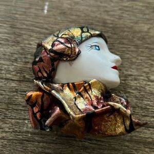 Vintage Colorful Artistic Face Brooch